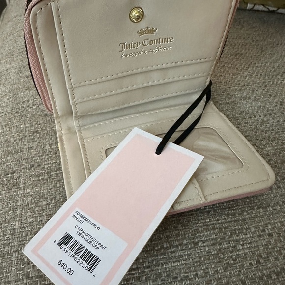 Juicy Couture Forbidden Fruit Wallet With Cream Citrus Print New With Key Charm - Picture 11 of 12